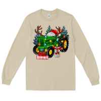 Mushroom farm tractor christmas Long Sleeve Tee - MaliasSmallBusiness