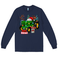 Navy farm tractor christmas Long Sleeve Tee - MaliasSmallBusiness