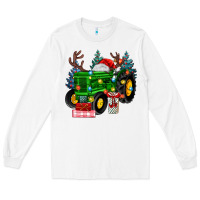 White farm tractor christmas Long Sleeve Tee - MaliasSmallBusiness