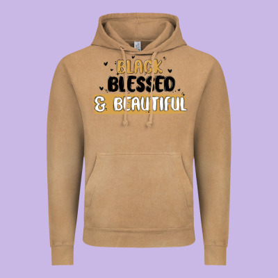 Black Blessed & Beautiful Vintage Hoodie Designed By Maliassmallbusiness