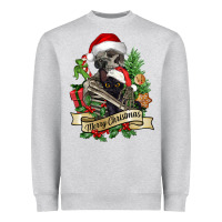 Merry Christmas Skeleton With Black Cat Heavyweight Sweatshirt | Teevron