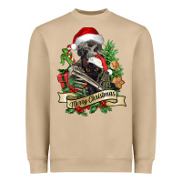 Mushroom Merry Christmas skeleton with black cat Heavyweight Sweatshirt - NancyCooperArtShop