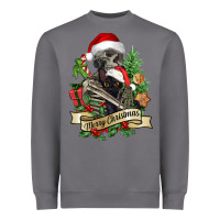 Storm Merry Christmas skeleton with black cat Heavyweight Sweatshirt - NancyCooperArtShop