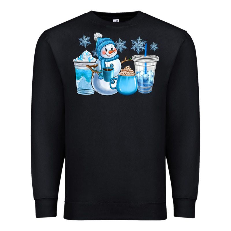 Winter Snowman Coffee Cups Premium Sweatshirt by CowGirlArtShop | Teevron