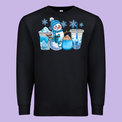 Winter Snowman Coffee Cups Premium Sweatshirt Designed By Cowgirlartshop