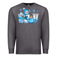 Charcoal Heather winter snowman coffee cups Premium Sweatshirt - CowGirlArtShop