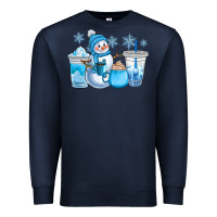 Navy winter snowman coffee cups Premium Sweatshirt - CowGirlArtShop