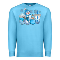Ocean Blue winter snowman coffee cups Premium Sweatshirt - CowGirlArtShop