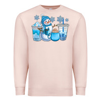 Pale Pink winter snowman coffee cups Premium Sweatshirt - CowGirlArtShop