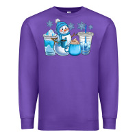 Purple winter snowman coffee cups Premium Sweatshirt - CowGirlArtShop