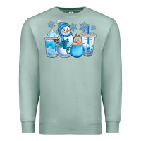 Seafoam winter snowman coffee cups Premium Sweatshirt - CowGirlArtShop