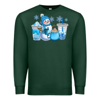 Sports Green winter snowman coffee cups Premium Sweatshirt - CowGirlArtShop