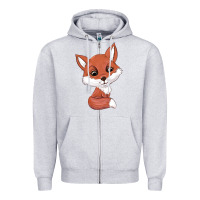 Heather Grey fox Zipper Hoodie - texasbilliewilder