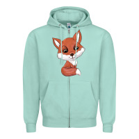 Seafoam fox Zipper Hoodie - texasbilliewilder