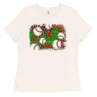 Baseball Glove Background Ladies Tee | Teevron