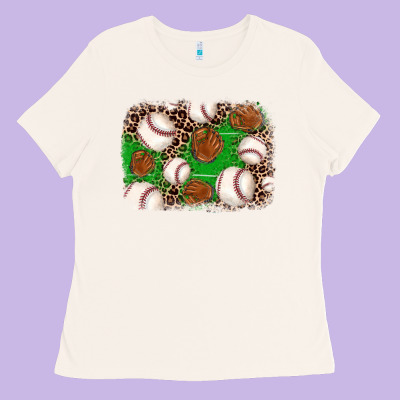 Baseball Glove Background Ladies Tee Designed By Jahusdesignshop