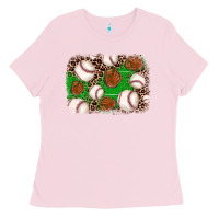 Bubblegum Pink baseball glove background Ladies Tee - JahusDesignShop