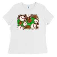 White baseball glove background Ladies Tee - JahusDesignShop