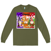 Army Green happy hallothanksmas gnomies Long Sleeve Tee - MaliasSmallBusiness