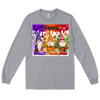 Heather Grey happy hallothanksmas gnomies Long Sleeve Tee - MaliasSmallBusiness