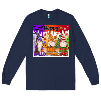 Navy happy hallothanksmas gnomies Long Sleeve Tee - MaliasSmallBusiness