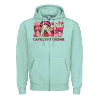 Seafoam cafecito y chisme with coffee cups Zipper Hoodie - texasbilliewilder