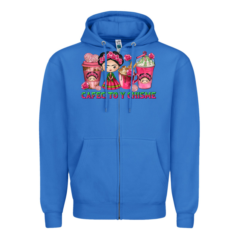 Cafecito Y Chisme With Coffee Cups Zipper Hoodie by texasbilliewilder | Teevron
