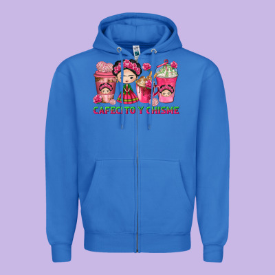 Cafecito Y Chisme With Coffee Cups Zipper Hoodie Designed By Texasbilliewilder