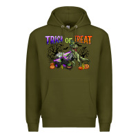 Army Green trick or treat with monster truck and t rex Premium Hoodie - CowGirlArtShop