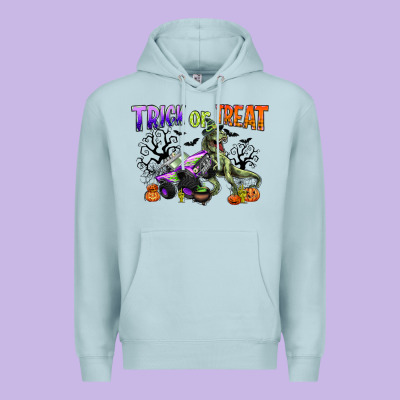 Trick Or Treat With Monster Truck And T Rex Premium Hoodie Designed By Cowgirlartshop