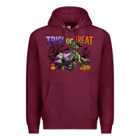 Burgundy trick or treat with monster truck and t rex Premium Hoodie - CowGirlArtShop