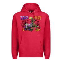 Cardinal trick or treat with monster truck and t rex Premium Hoodie - CowGirlArtShop