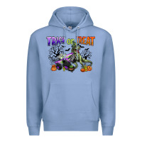 Colony Blue trick or treat with monster truck and t rex Premium Hoodie - CowGirlArtShop
