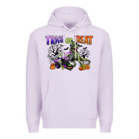 Lilac trick or treat with monster truck and t rex Premium Hoodie - CowGirlArtShop