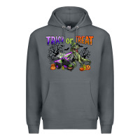 Rock trick or treat with monster truck and t rex Premium Hoodie - CowGirlArtShop