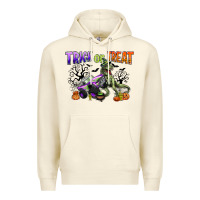 Sandshell trick or treat with monster truck and t rex Premium Hoodie - CowGirlArtShop