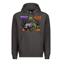 Smoke trick or treat with monster truck and t rex Premium Hoodie - CowGirlArtShop