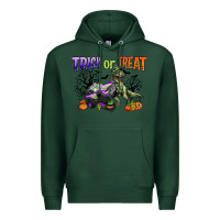 Sports Green trick or treat with monster truck and t rex Premium Hoodie - CowGirlArtShop