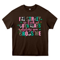 Chocolate Brown floral i am street so look both ways before you cr Heavy Core Tee - AdoDesignShop