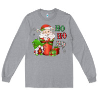 Heather Grey ho ho ho gnome santa coffee cup Long Sleeve Tee - MaliasSmallBusiness