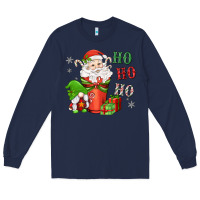 Navy ho ho ho gnome santa coffee cup Long Sleeve Tee - MaliasSmallBusiness