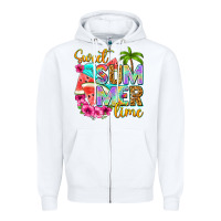 White sweet summer time Zipper Hoodie - NancyCooperArtShop