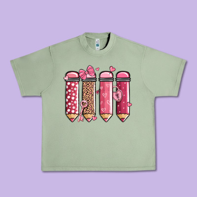 Valentine' Day Teacher School Pencils Urban Heavy Tee Designed By Maliassmallbusiness