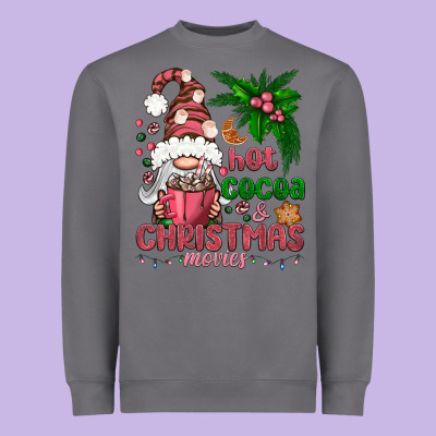 Pink Christmas Hot Cocoa And Christmas Movies Heavyweight Sweatshirt Designed By Nancycooperartshop