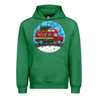 Emerald santa claus with retro van  christmas ornament Urban Hoodie - BundleAndBundleShop