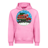 Fuchsia Pink santa claus with retro van  christmas ornament Urban Hoodie - BundleAndBundleShop