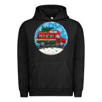 Pigment Black santa claus with retro van  christmas ornament Urban Hoodie - BundleAndBundleShop
