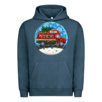 Pigment Midnight Navy santa claus with retro van  christmas ornament Urban Hoodie - BundleAndBundleShop