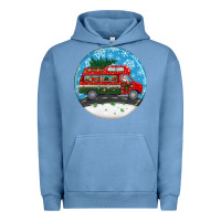 Pigment Pebble Blue santa claus with retro van  christmas ornament Urban Hoodie - BundleAndBundleShop