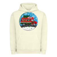 Pigment Pistachio santa claus with retro van  christmas ornament Urban Hoodie - BundleAndBundleShop